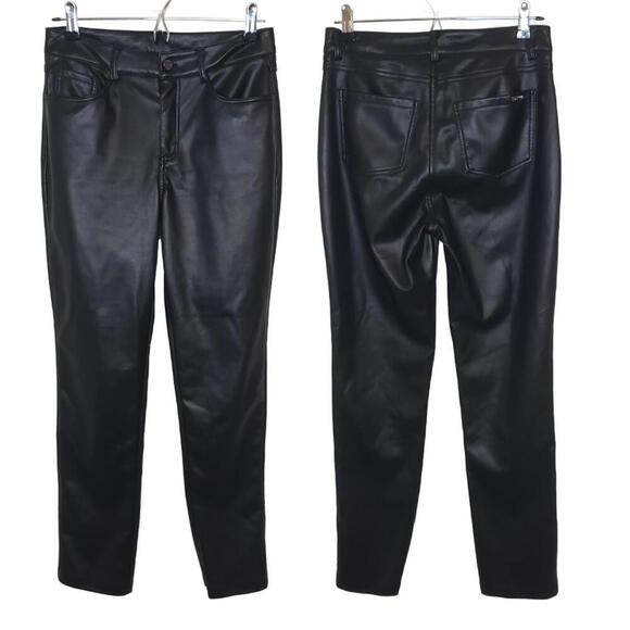 Joseph Ribkoff Women's 6 Black Faux Leather Tapered Leg Pants (1772) - Picture 1 of 6